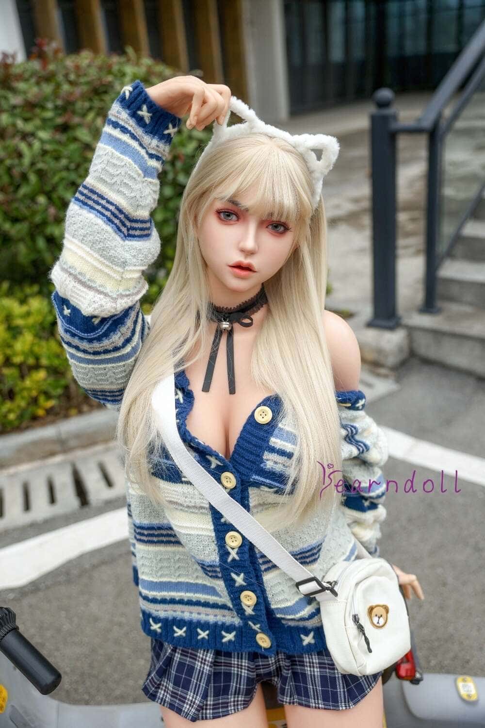 Muñeca sexual de silicona copa F de 158 cm/5 pies 2 - Rin: Versión con textura de piel real de YearnDoll