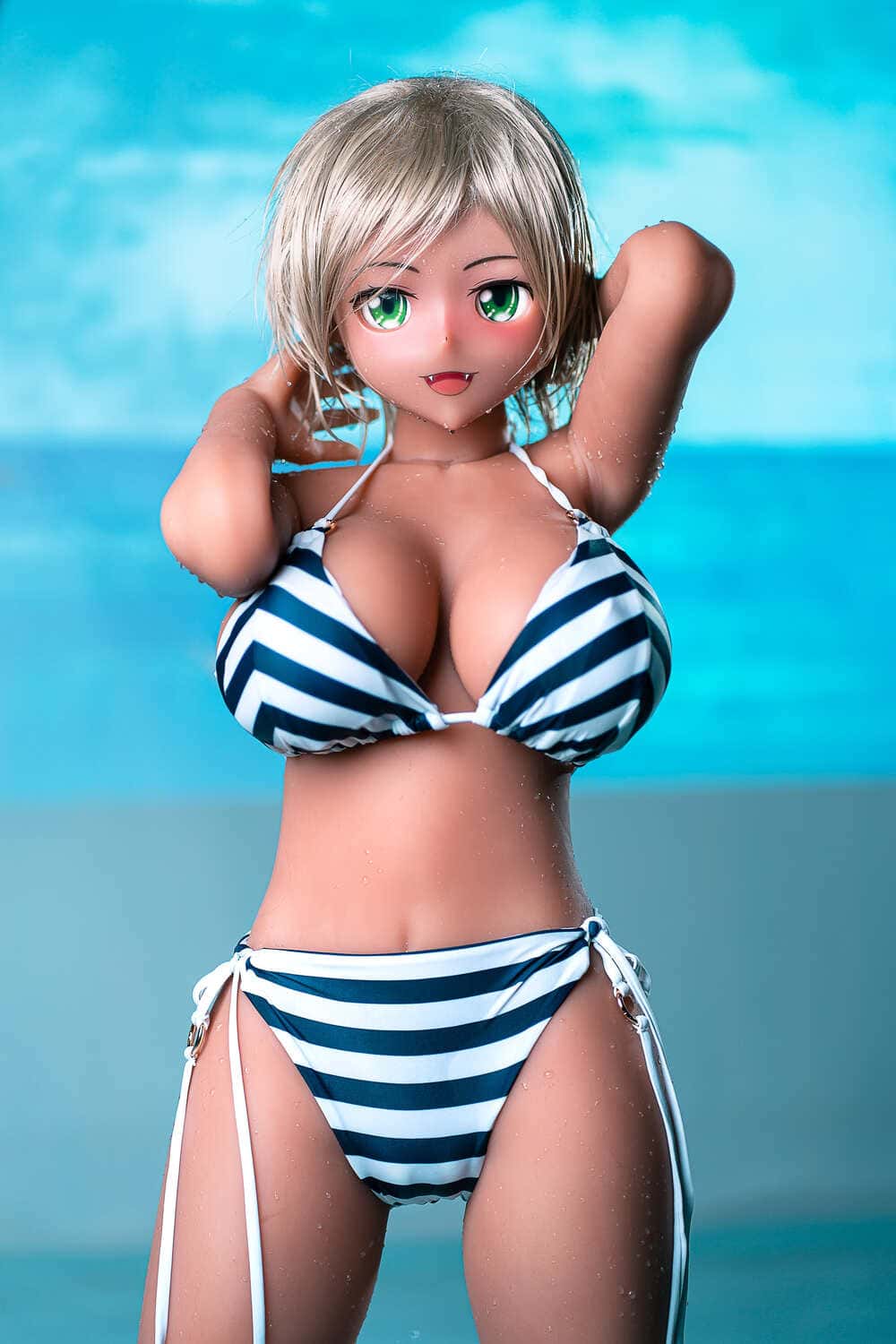 Muñeca sexual de silicona con cabeza en forma de H de 155 cm/5 pies 1 pulgada, ojos azules y tono champán - Reseña de Aotume Doll