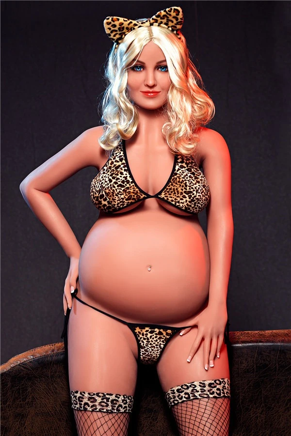 Muñeca sexual realista Aibei Gabrielle de 158 cm, embarazada y madura, con cabezas intercambiables e incluye una segunda cabeza extra.