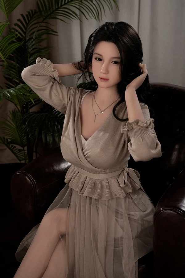 Muñeca AXB de cabello negro, muñeca de amor asiática china de 166 cm con cabeza de silicona
