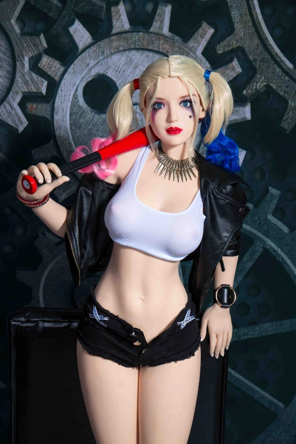 Oferta especial: Muñeca payaso de piel clara Harley Quinn, 168 cm