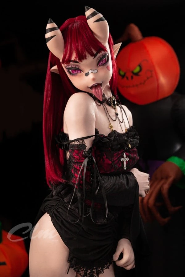 Muñeca sexual Climax Doll Meru de 157 cm inspirada en el anime con dedos articulados, características orales realistas y mandíbula móvil.