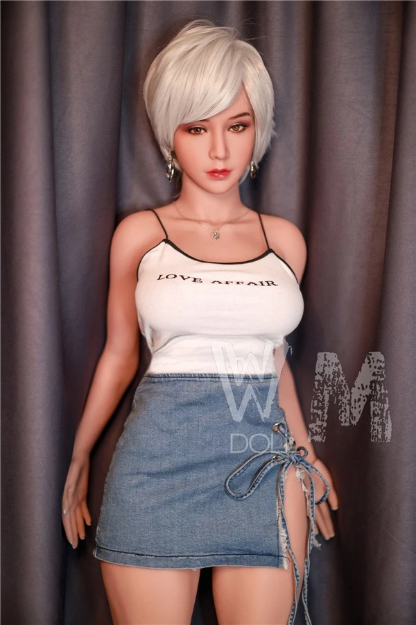 Muñeca sexual WM Dolls Samira, alta y gruesa, de cabello plateado, 170 cm. Incluye una segunda cabeza gratis.