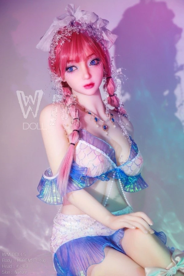 Muñeca sexual Emory de 158 cm con un impresionante cabello rosa y una segunda cabeza de regalo